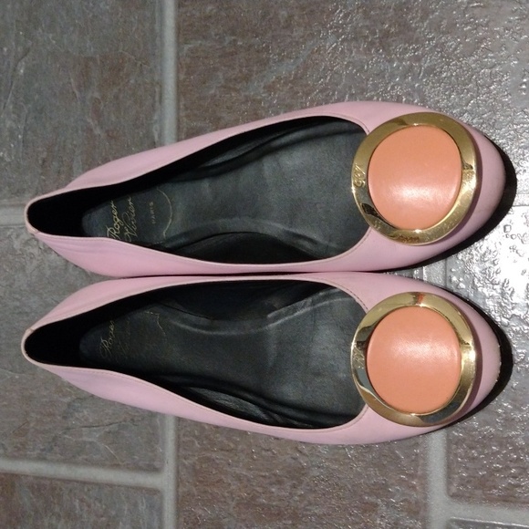 Roger Vivier Gold Buckle Pastel soda orange and pink ballet flats size 36.5 - Picture 14 of 16